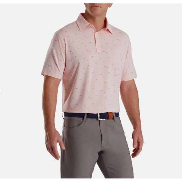 FootJoy Other - FootJoy School Of Fish Print Lisle Golf Polo Shirt In Quartz Pink Men's Medium